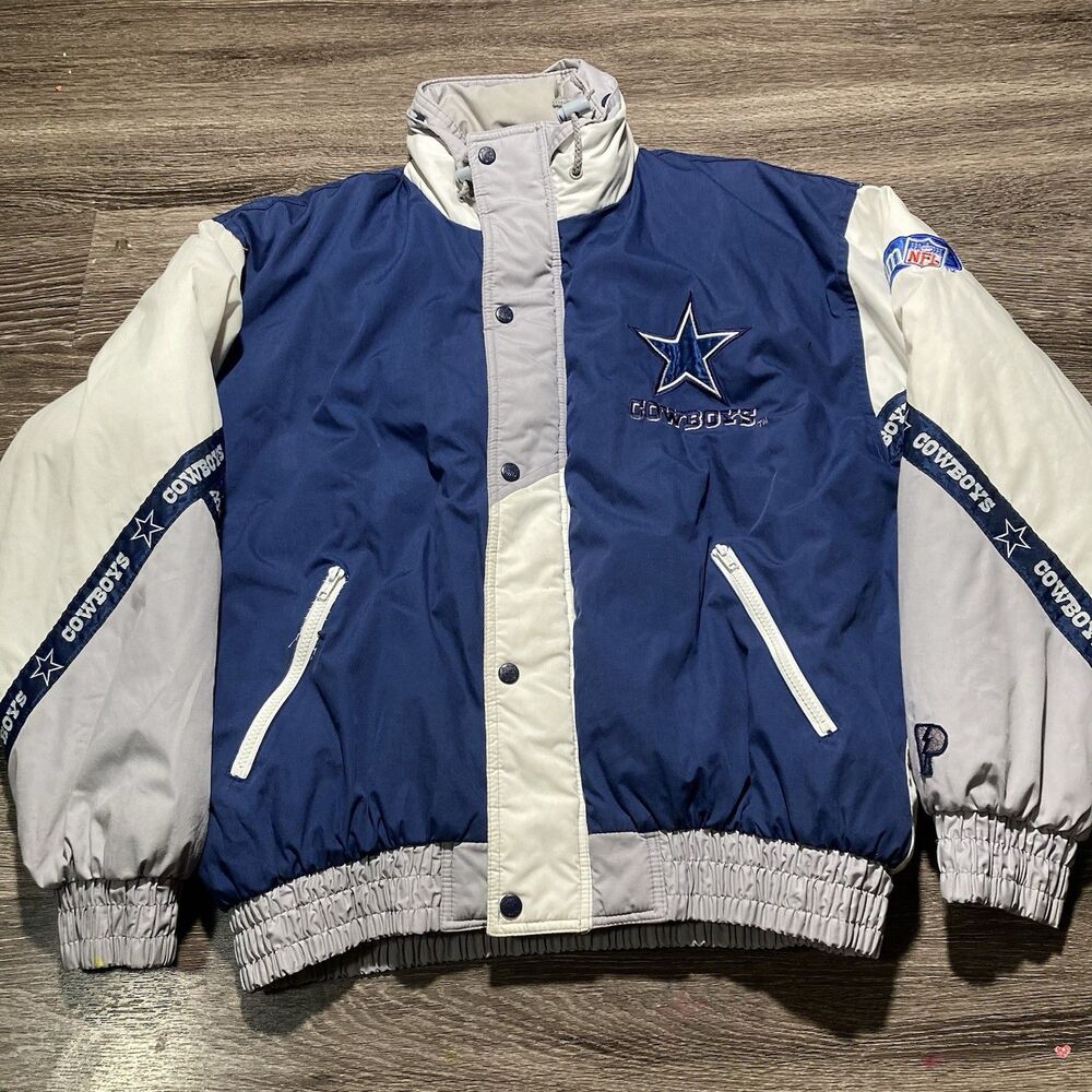 Dallas Cowboys Jacket Puffer Pro Player Mens Large Blue Vintage 90s NFL Football - Picture 4 of 10